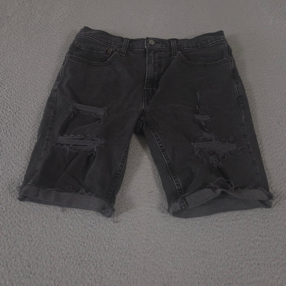 Levi's Shorts Mens 34 Black 511 Slim Fit‎ Distressed Ripped Denim Cut Offs Jean